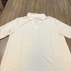 524 Lands' End Cream Polo Shirt Long Sleeve